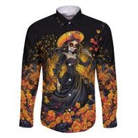Day of Dead Lady Family Matching Mermaid Dress and Hawaiian Shirt Sugar Skull Field Marigold Lady - Wonder Print Shop