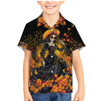 Day of Dead Lady Family Matching Mermaid Dress and Hawaiian Shirt Sugar Skull Field Marigold Lady - Wonder Print Shop