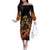 Day of Dead Lady Family Matching Off Shoulder Long Sleeve Dress and Hawaiian Shirt Sugar Skull Field Marigold Lady - Wonder Print Shop