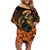 Day of Dead Lady Family Matching Off Shoulder Short Dress and Hawaiian Shirt Sugar Skull Field Marigold Lady - Wonder Print Shop