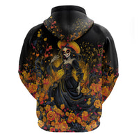 Day of Dead Lady Hoodie Sugar Skull Field Marigold Lady - Wonder Print Shop