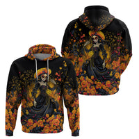 Day of Dead Lady Hoodie Sugar Skull Field Marigold Lady - Wonder Print Shop