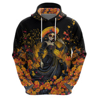 Day of Dead Lady Hoodie Sugar Skull Field Marigold Lady - Wonder Print Shop