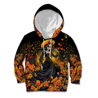 Day of Dead Lady Kid Hoodie Sugar Skull Field Marigold Lady - Wonder Print Shop