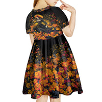 Day of Dead Lady Kid Short Sleeve Dress Sugar Skull Field Marigold Lady - Wonder Print Shop