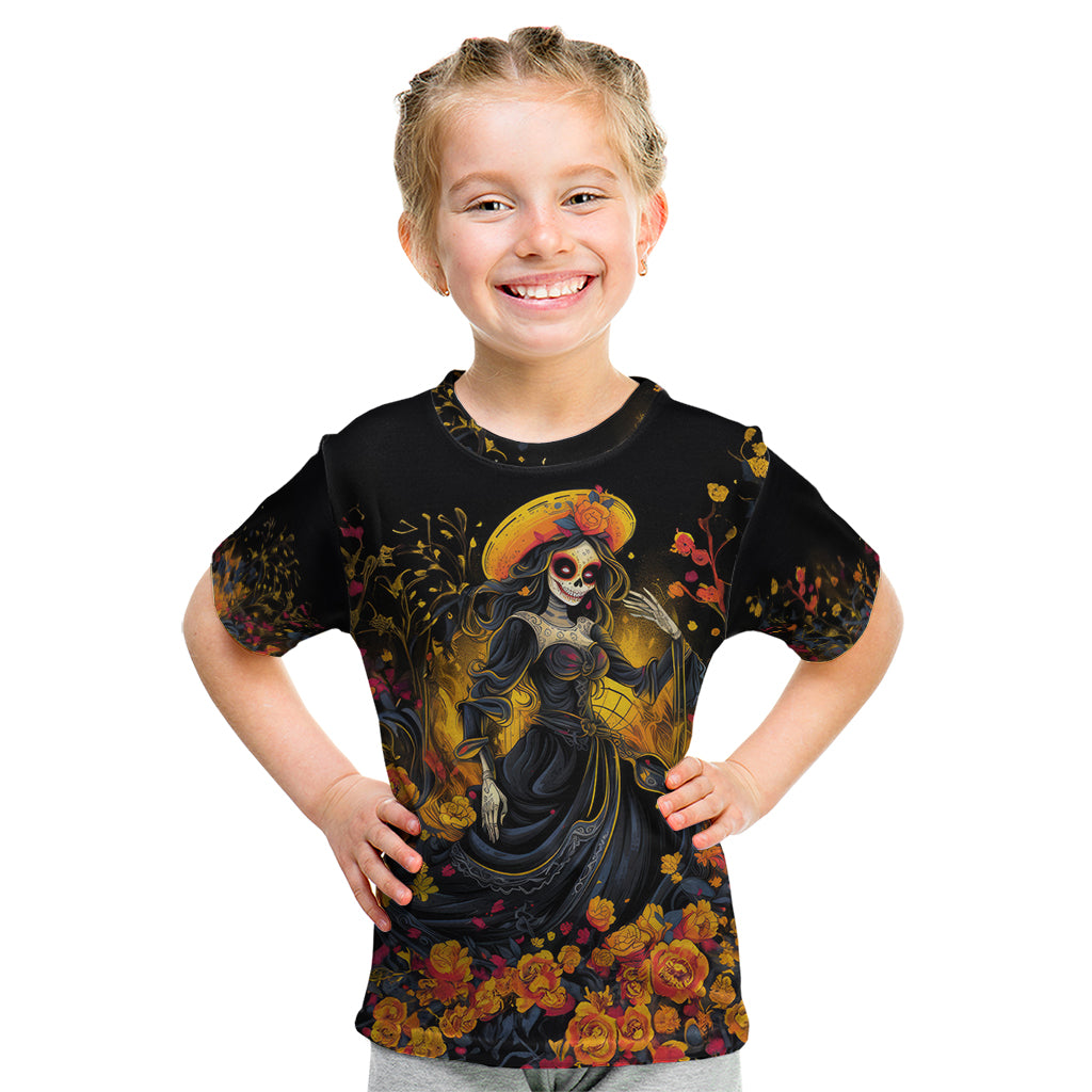 Day of Dead Lady Kid T Shirt Sugar Skull Field Marigold Lady - Wonder Print Shop