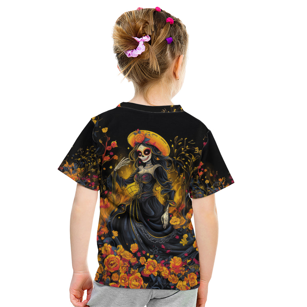 Day of Dead Lady Kid T Shirt Sugar Skull Field Marigold Lady - Wonder Print Shop