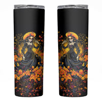Day of Dead Lady Skinny Tumbler Sugar Skull Field Marigold Lady - Wonder Print Shop