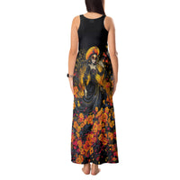 Day of Dead Lady Tank Maxi Dress Sugar Skull Field Marigold Lady - Wonder Print Shop