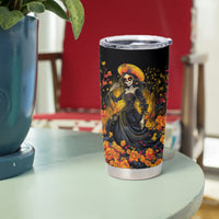 Day of Dead Lady Tumbler Cup Sugar Skull Field Marigold Lady - Wonder Print Shop