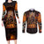 Day of Dead Festival Couples Matching Long Sleeve Bodycon Dress and Long Sleeve Button Shirt Sugar Skull Party Family - Wonder Print Shop