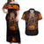 Day of Dead Festival Couples Matching Off Shoulder Maxi Dress and Hawaiian Shirt Sugar Skull Party Family - Wonder Print Shop