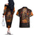 Day of Dead Festival Couples Matching Off The Shoulder Long Sleeve Dress and Hawaiian Shirt Sugar Skull Party Family - Wonder Print Shop