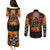 Day of Dead Festival Couples Matching Puletasi Dress and Long Sleeve Button Shirt Sugar Skull Party Family - Wonder Print Shop