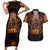 Day of Dead Festival Couples Matching Short Sleeve Bodycon Dress and Hawaiian Shirt Sugar Skull Party Family - Wonder Print Shop