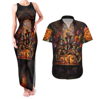 Day of Dead Festival Couples Matching Tank Maxi Dress and Hawaiian Shirt Sugar Skull Party Family - Wonder Print Shop