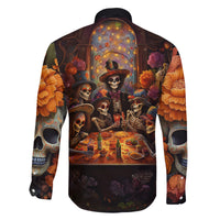 Day of Dead Festival Family Matching Long Sleeve Bodycon Dress and Hawaiian Shirt Sugar Skull Party Family - Wonder Print Shop