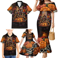Day of Dead Festival Family Matching Mermaid Dress and Hawaiian Shirt Sugar Skull Party Family - Wonder Print Shop