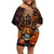 Day of Dead Festival Family Matching Off Shoulder Short Dress and Hawaiian Shirt Sugar Skull Party Family - Wonder Print Shop