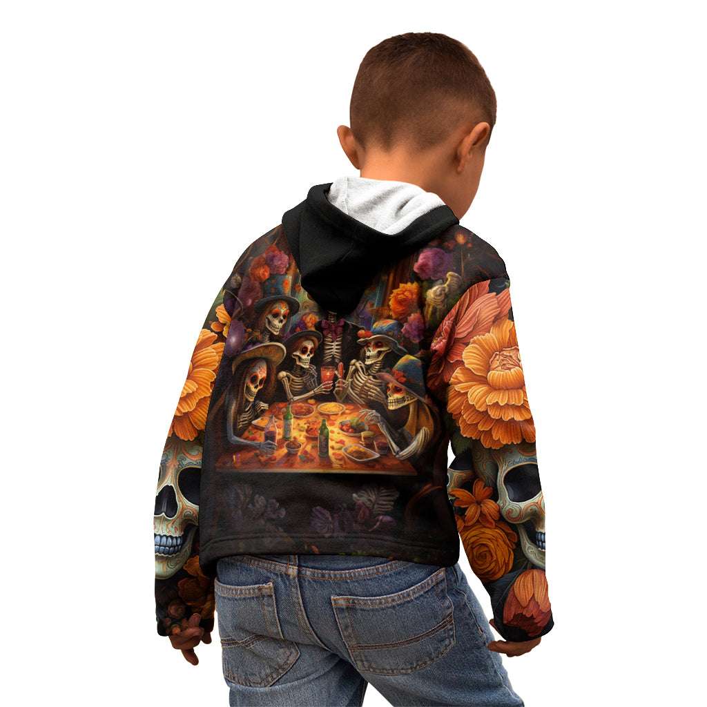 Day of Dead Festival Kid Hoodie Sugar Skull Party Family - Wonder Print Shop