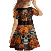 Day of Dead Festival Kid Short Sleeve Dress Sugar Skull Party Family - Wonder Print Shop