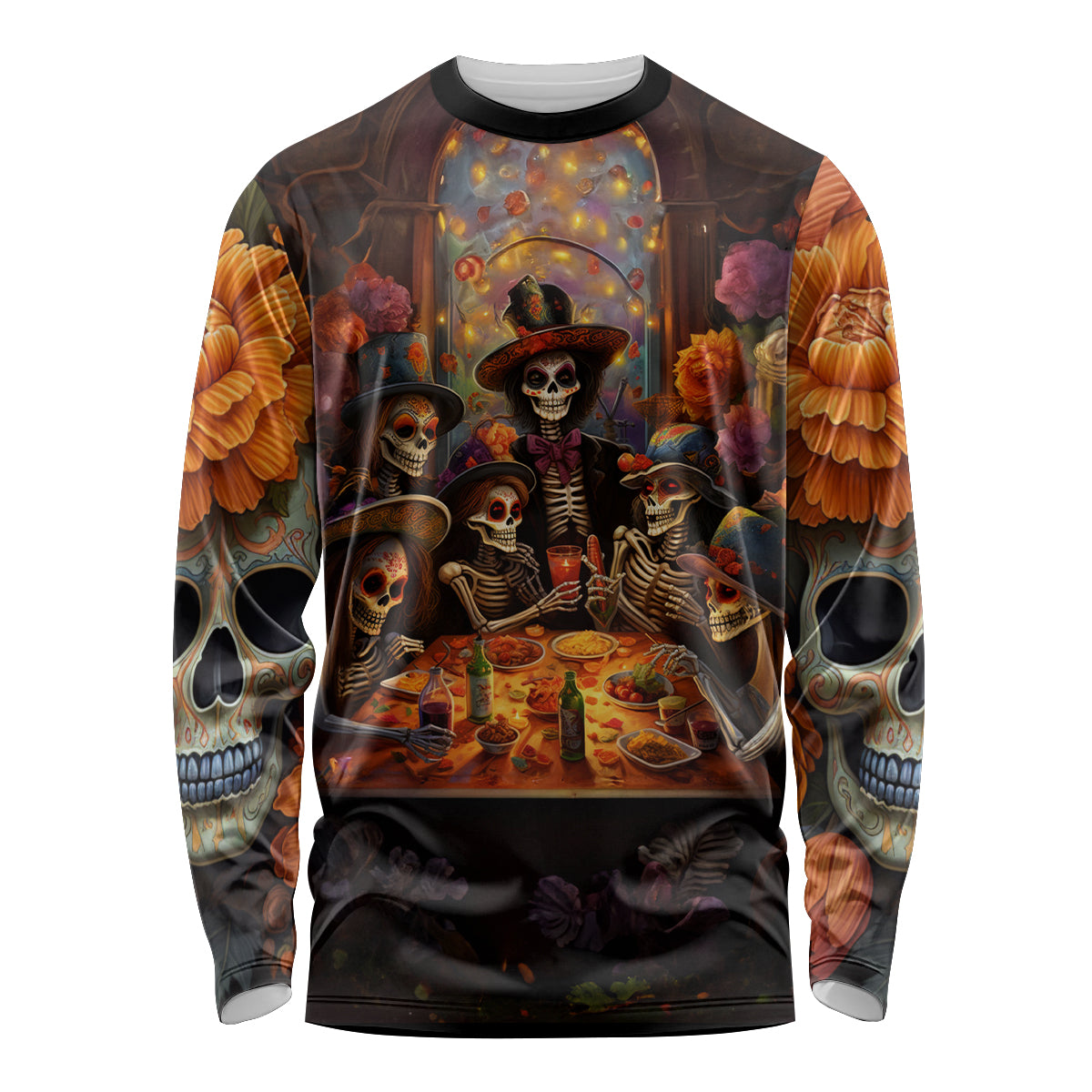 Day of Dead Festival Long Sleeve Shirt Sugar Skull Party Family - Wonder Print Shop