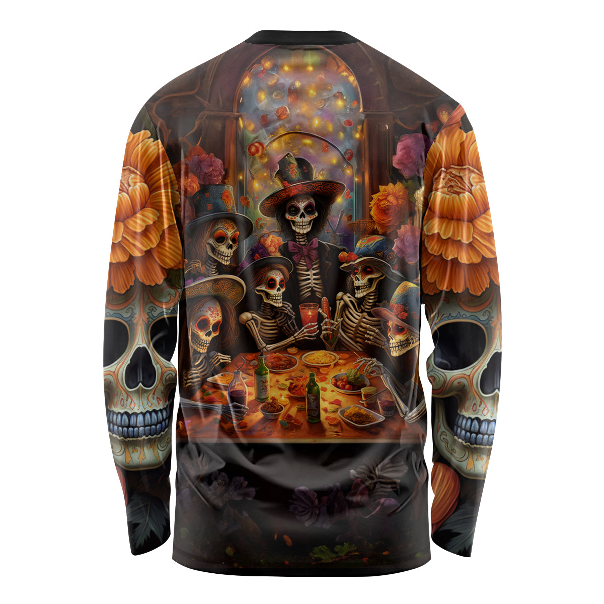 Day of Dead Festival Long Sleeve Shirt Sugar Skull Party Family - Wonder Print Shop