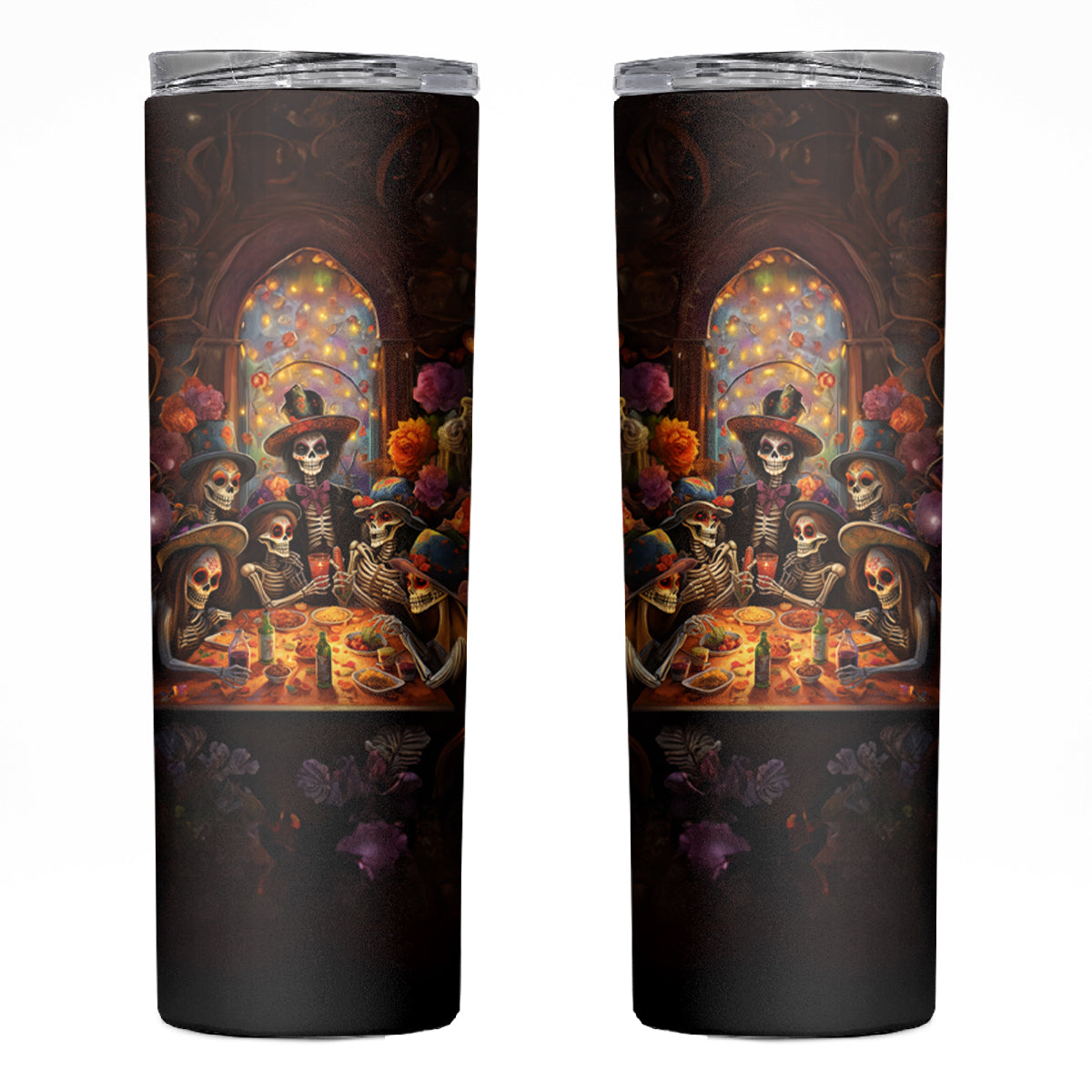 Day of Dead Festival Skinny Tumbler Sugar Skull Party Family - Wonder Print Shop