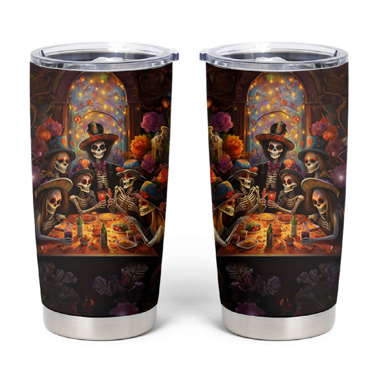 Day of Dead Festival Tumbler Cup Sugar Skull Party Family - Wonder Print Shop