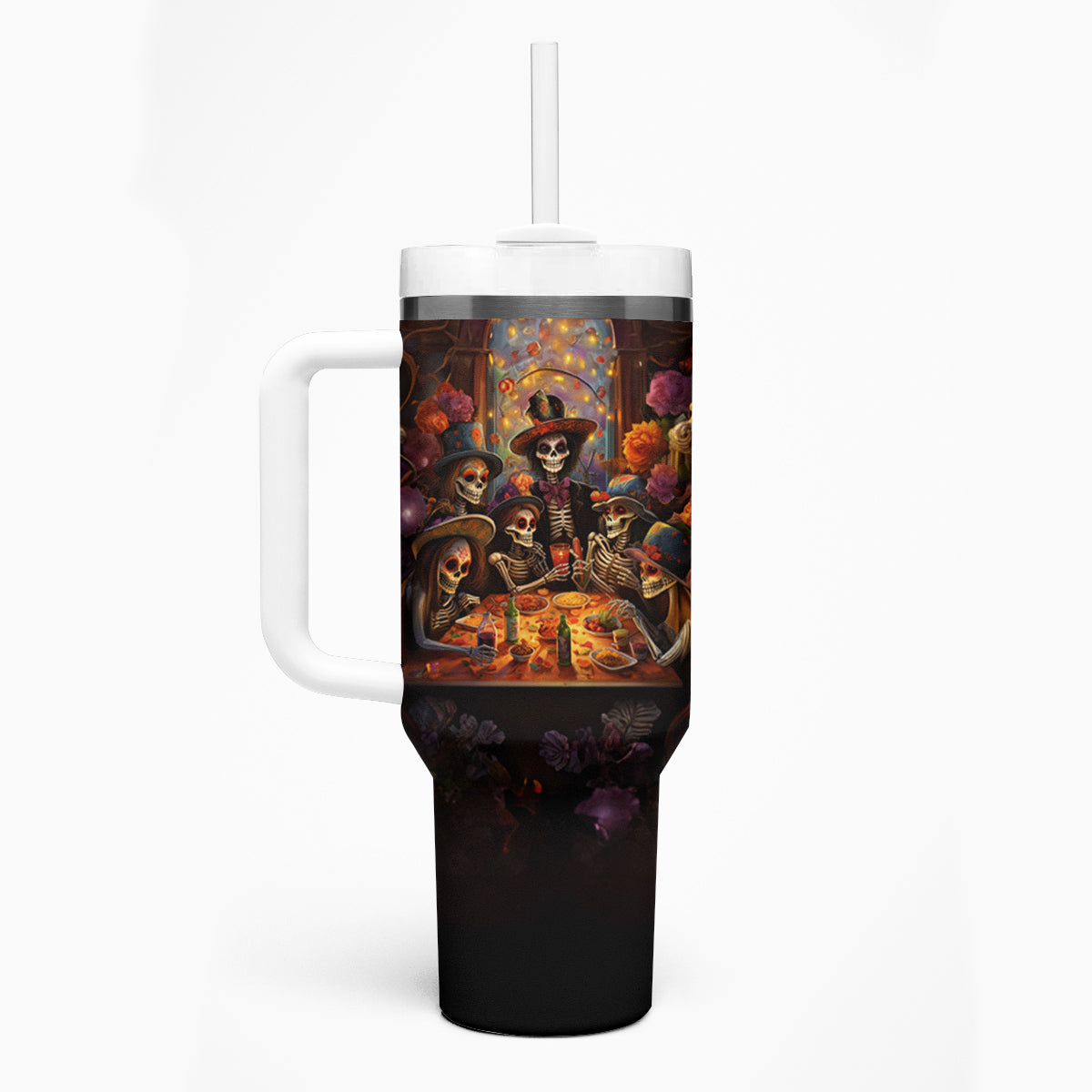 Day of Dead Festival Tumbler With Handle Sugar Skull Party Family - Wonder Print Shop