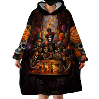 Day of Dead Festival Wearable Blanket Hoodie Sugar Skull Party Family - Wonder Print Shop