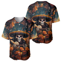 Day of Dead Skull Baseball Jersey Sugar Skull Musican - Wonder Print Shop