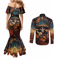 day-of-dead-skull-couples-matching-mermaid-dress-and-long-sleeve-button-shirt-sugar-skull-musican