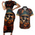 Day of Dead Skull Couples Matching Short Sleeve Bodycon Dress and Hawaiian Shirt Sugar Skull Musican - Wonder Print Shop