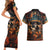 Day of Dead Skull Couples Matching Short Sleeve Bodycon Dress and Hawaiian Shirt Sugar Skull Musican - Wonder Print Shop