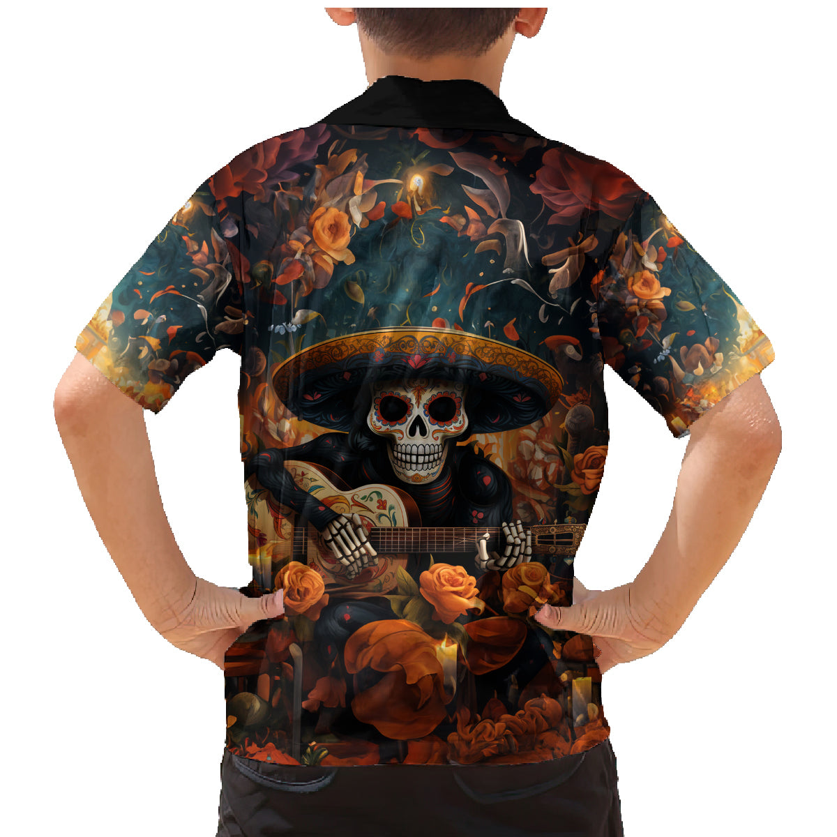 Day of Dead Skull Family Matching Mermaid Dress and Hawaiian Shirt Sugar Skull Musican - Wonder Print Shop