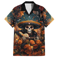 Day of Dead Skull Family Matching Off Shoulder Maxi Dress and Hawaiian Shirt Sugar Skull Musican - Wonder Print Shop