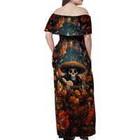 Day of Dead Skull Family Matching Off Shoulder Maxi Dress and Hawaiian Shirt Sugar Skull Musican - Wonder Print Shop