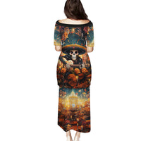 Day of Dead Skull Family Matching Puletasi Dress and Hawaiian Shirt Sugar Skull Musican - Wonder Print Shop