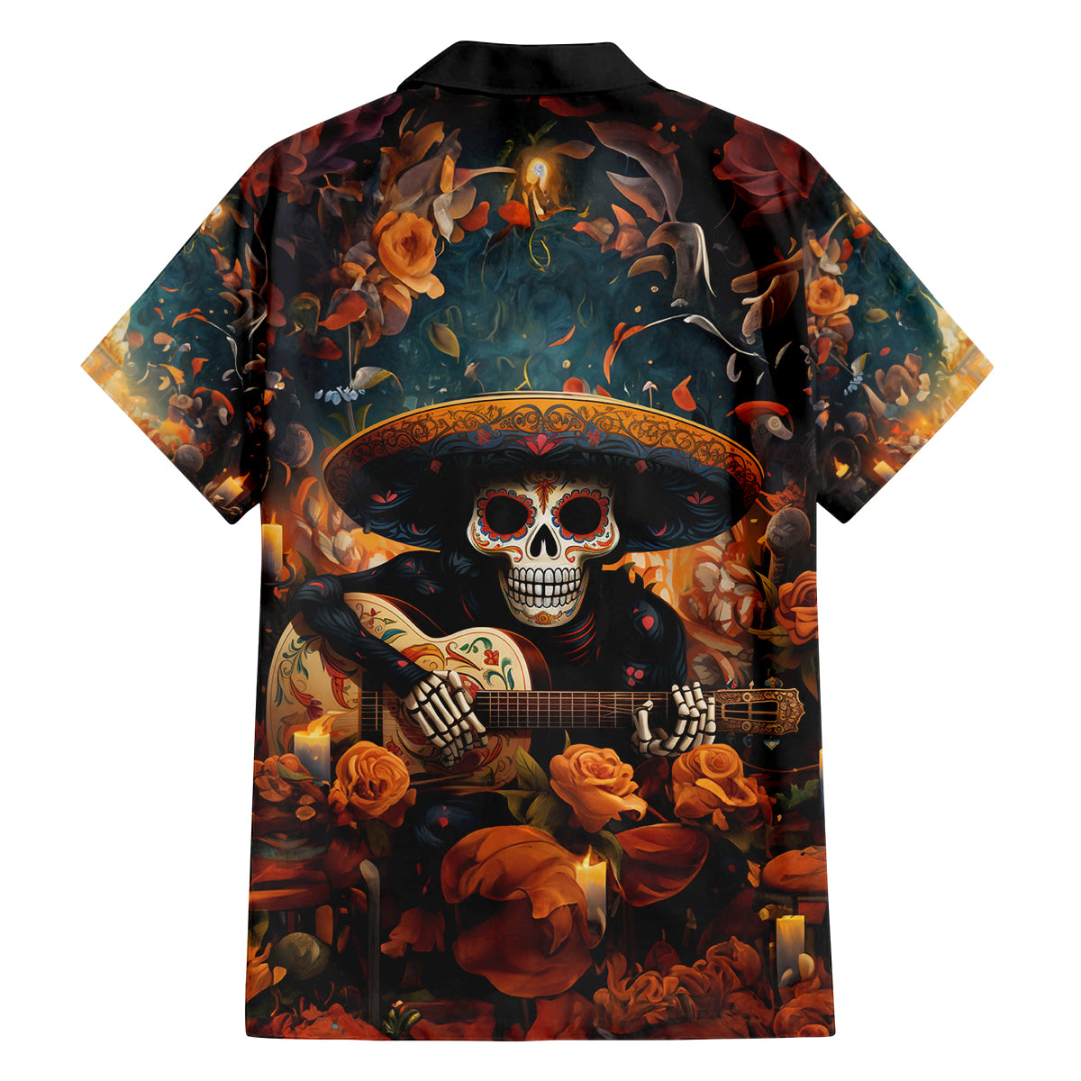 Day of Dead Skull Family Matching Tank Maxi Dress and Hawaiian Shirt Sugar Skull Musican - Wonder Print Shop