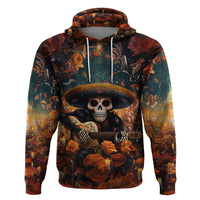 Day of Dead Skull Hoodie Sugar Skull Musican - Wonder Print Shop