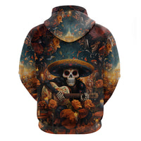 Day of Dead Skull Hoodie Sugar Skull Musican - Wonder Print Shop