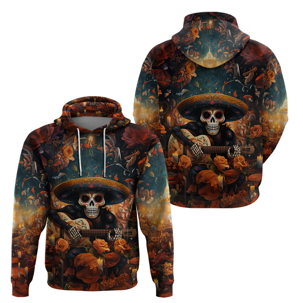 Day of Dead Skull Hoodie Sugar Skull Musican - Wonder Print Shop