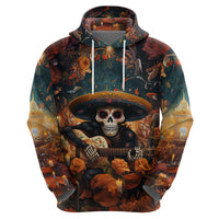 Day of Dead Skull Hoodie Sugar Skull Musican - Wonder Print Shop