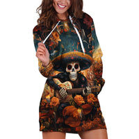 Day of Dead Skull Hoodie Dress Sugar Skull Musican - Wonder Print Shop