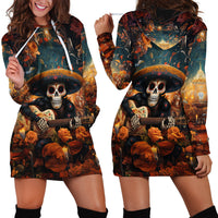 Day of Dead Skull Hoodie Dress Sugar Skull Musican - Wonder Print Shop