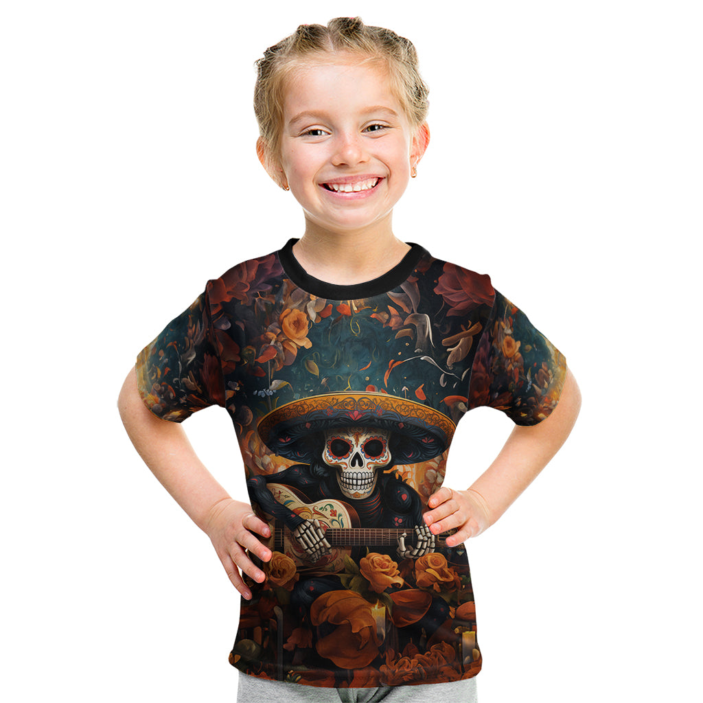 Day of Dead Skull Kid T Shirt Sugar Skull Musican - Wonder Print Shop