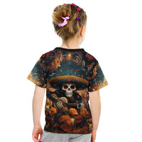 Day of Dead Skull Kid T Shirt Sugar Skull Musican - Wonder Print Shop