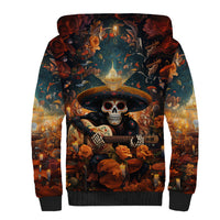 Day of Dead Skull Sherpa Hoodie Sugar Skull Musican - Wonder Print Shop
