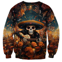 Day of Dead Skull Sweatshirt Sugar Skull Musican - Wonder Print Shop